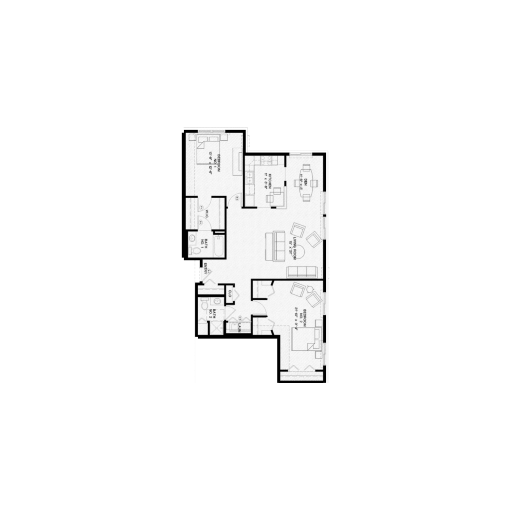 Vicksburg Crossing's "Ruby" layout, with two bedroom and 1,187 Sq Ft.